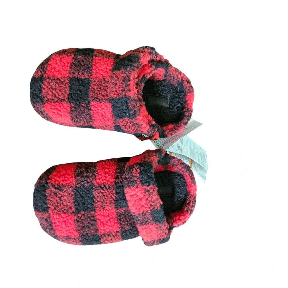 Crocs Classic Buffalo Check Slipper Men 3 Woman 5 Red Black Plaid Fleece Cozy